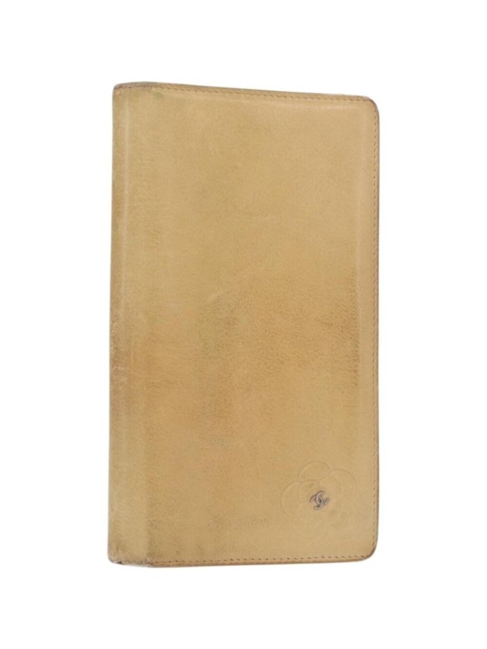 CHANEL Camelia Wallet Leather Beige CC